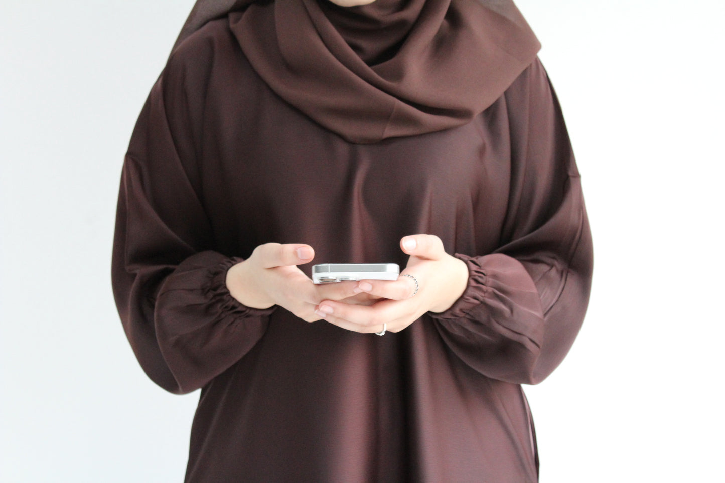 Chocolate Brown Cuffed Abaya